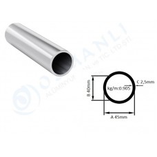 Alüminyum Boru Dış çap 45mm X Et Kalınlık 2,5mm